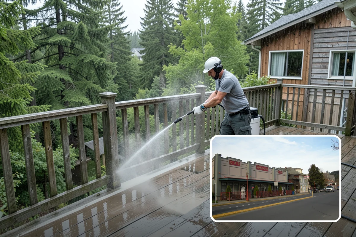 Storm Cleanup Washing in Issaquah, King County, WA - Clears branches, needles, and grit deposited by high winds