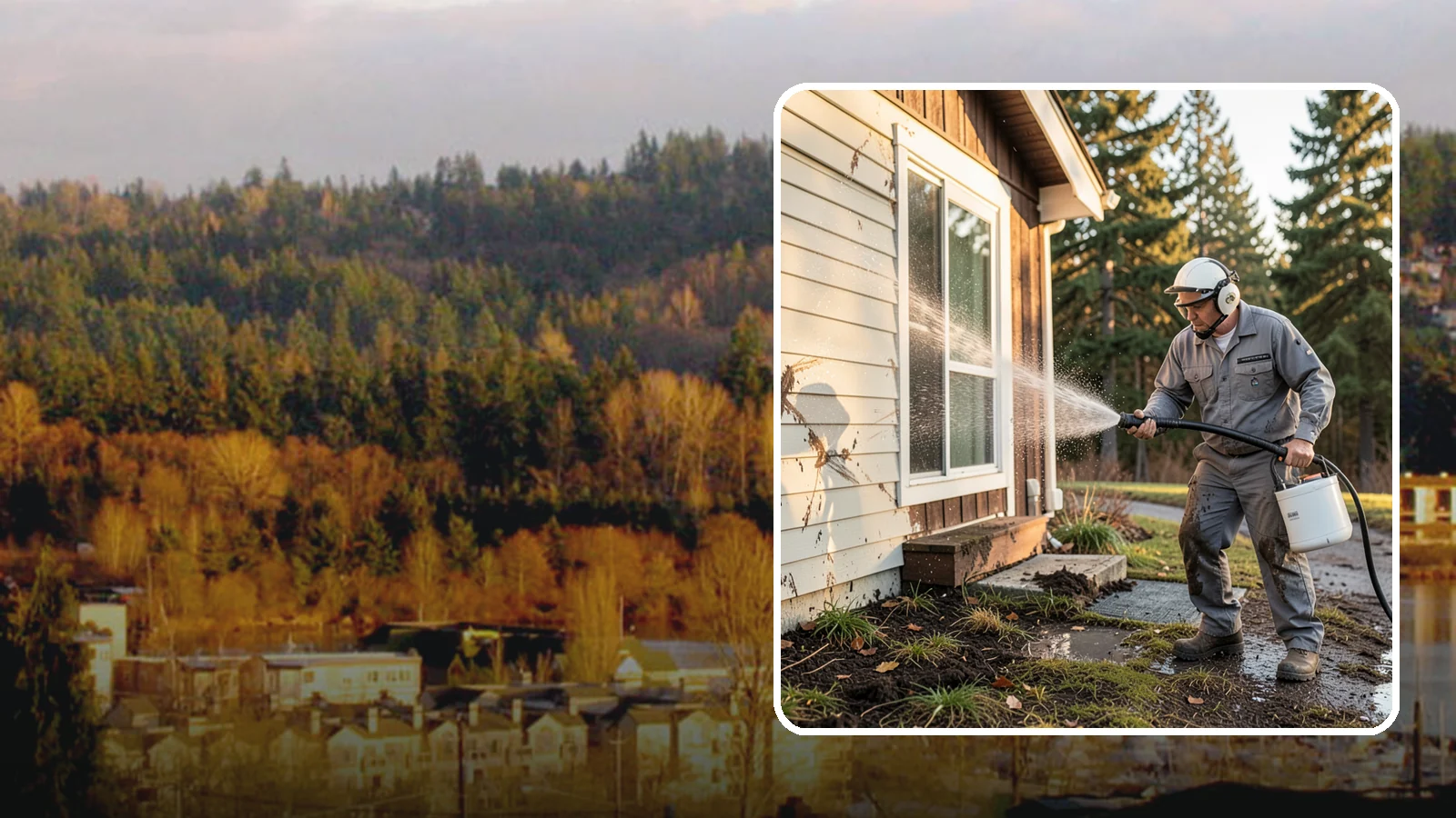 Storm Cleanup Washing in Kenmore, King County, WA - Storm cleanup washing removes the mud, debris streaks, and organic mess left across your property after a Northwest windstorm or...