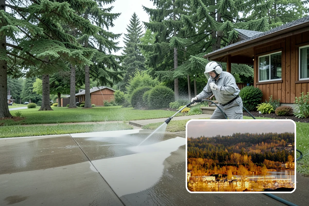 Storm Cleanup Washing in Kenmore, King County, WA - Clears branches, needles, and grit deposited by high winds