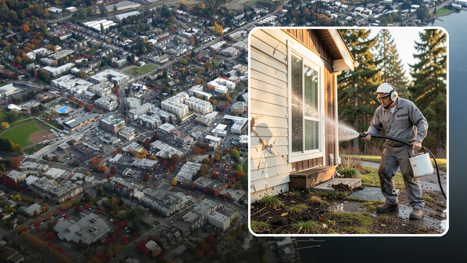 Storm Cleanup Washing in Kirkland, King County, WA - Storm cleanup washing removes the mud, debris streaks, and organic mess left across your property after a Northwest windstorm or...