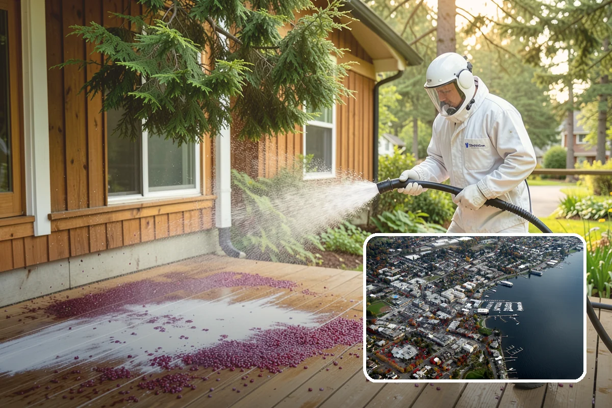 Storm Cleanup Washing in Kirkland, King County, WA - Clears branches, needles, and grit deposited by high winds