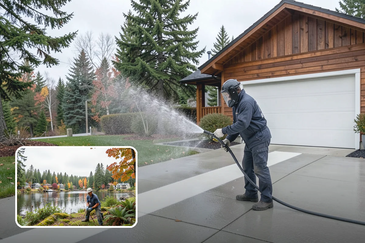 Storm Cleanup Washing in La Conner, Skagit County, WA - Clears branches, needles, and grit deposited by high winds