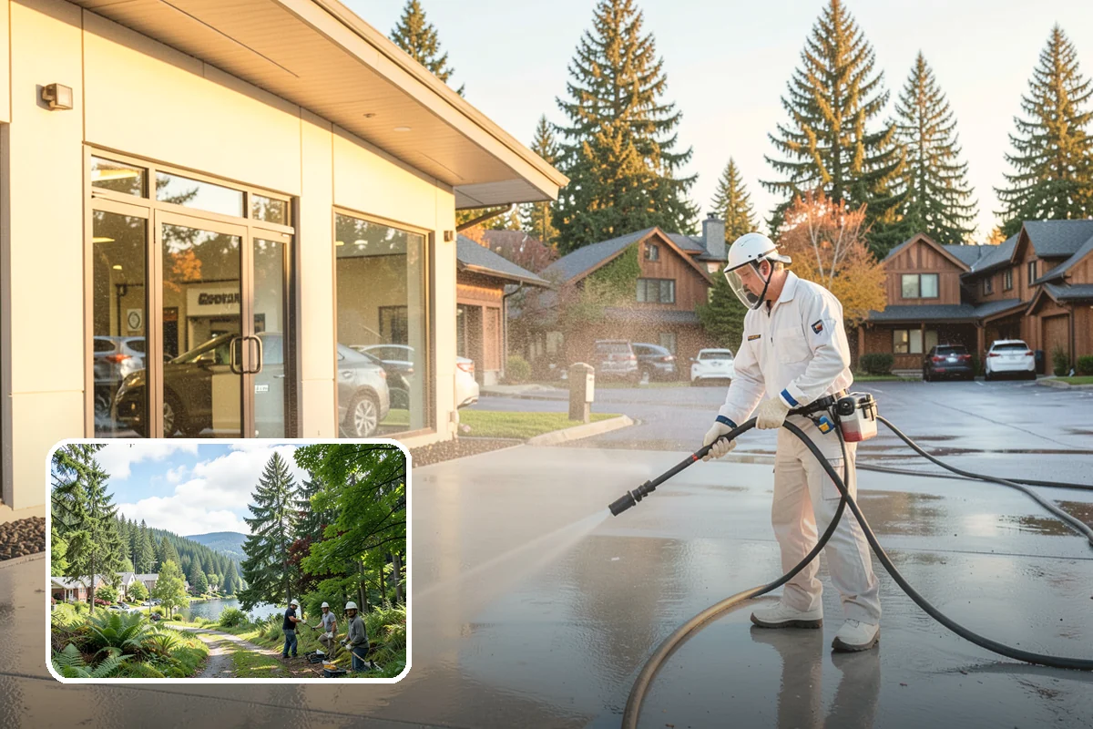 Storm Cleanup Washing in Lake Forest Park, King County, WA - Clears branches, needles, and grit deposited by high winds