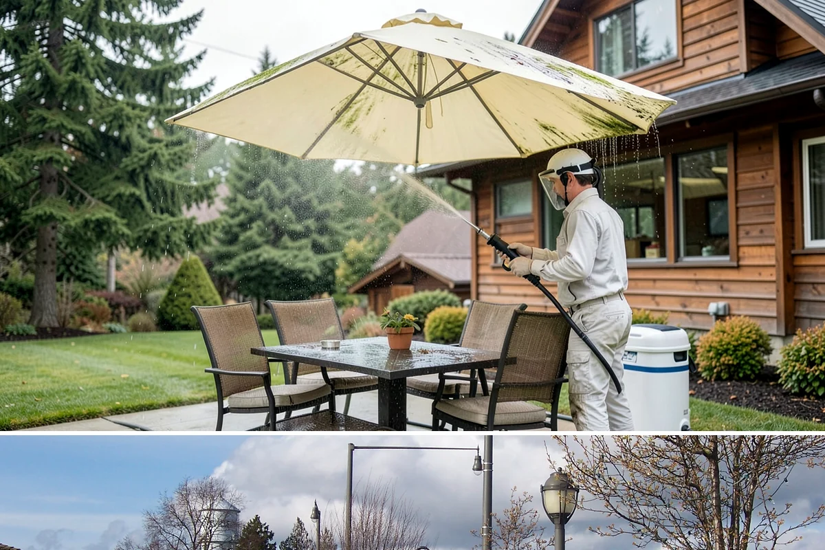 Storm Cleanup Washing in Marysville, Snohomish County, WA - Any time after a windstorm or heavy rain event, ideally within a few days before mud and organic streaks dry into the surface.