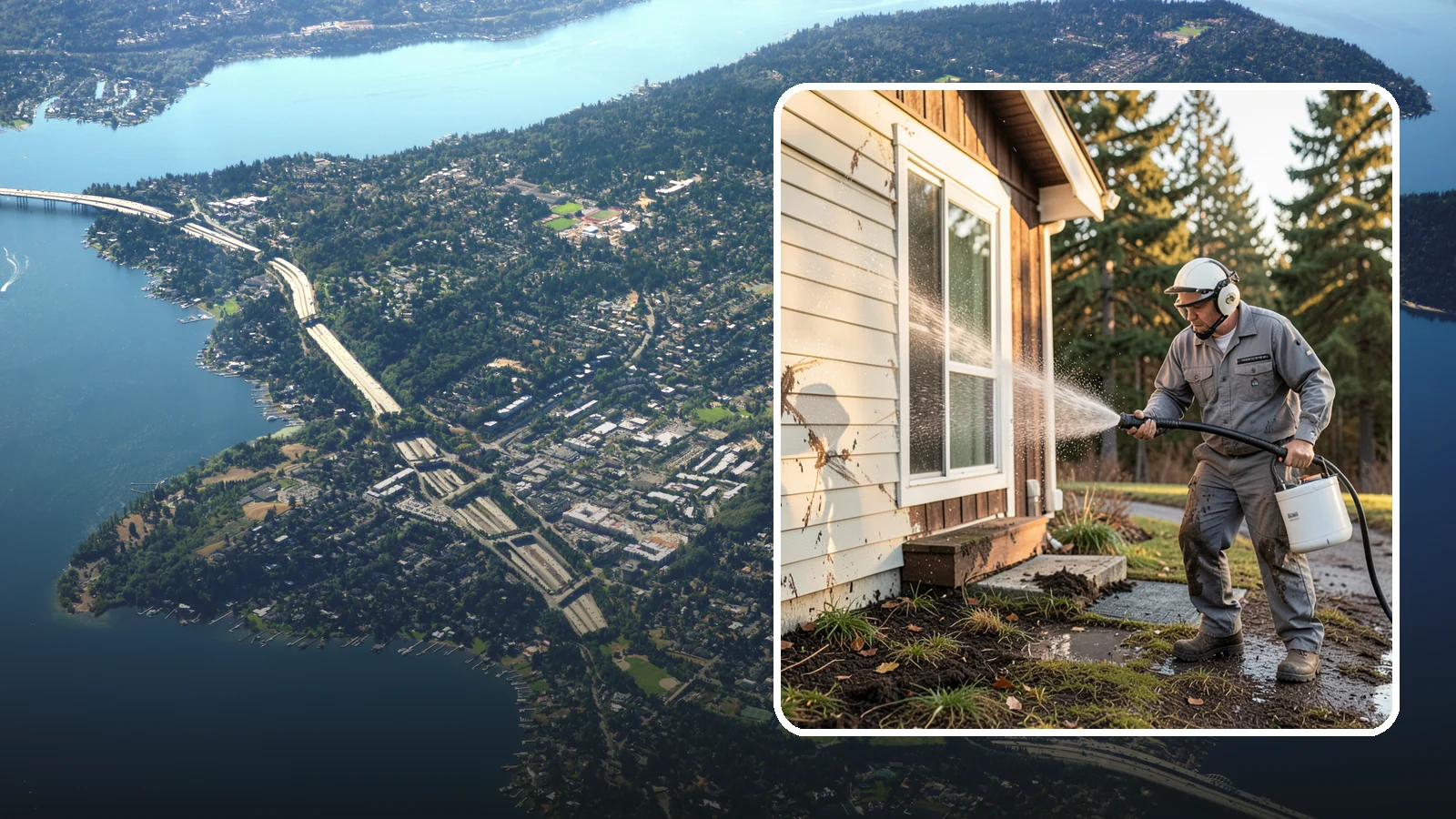Storm Cleanup Washing in Mercer Island, King County, WA - Storm cleanup washing removes the mud, debris streaks, and organic mess left across your property after a Northwest windstorm or...