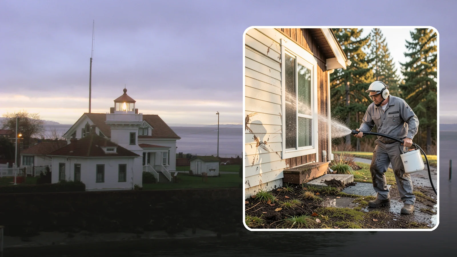 Storm Cleanup Washing in Mukilteo, Snohomish County, WA - Storm cleanup washing removes the mud, debris streaks, and organic mess left across your property after a Northwest windstorm or...