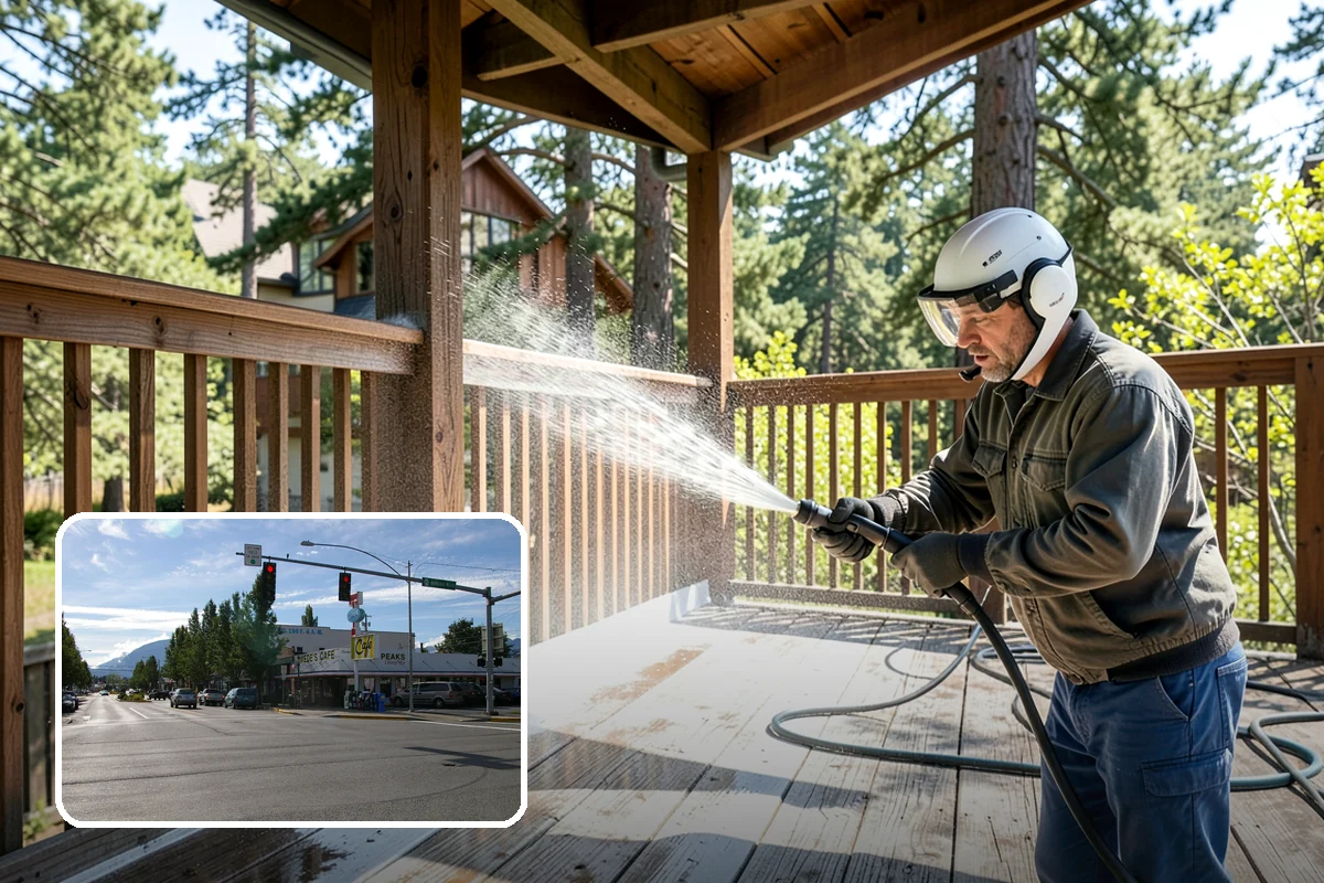 Storm Cleanup Washing in North Bend, King County, WA - Clears branches, needles, and grit deposited by high winds