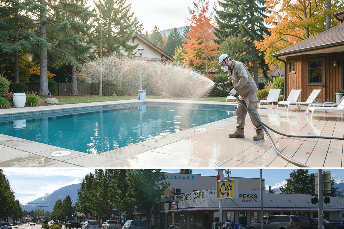 Storm Cleanup Washing in North Bend, King County, WA - Any time after a windstorm or heavy rain event, ideally within a few days before mud and organic streaks dry into the surface.
