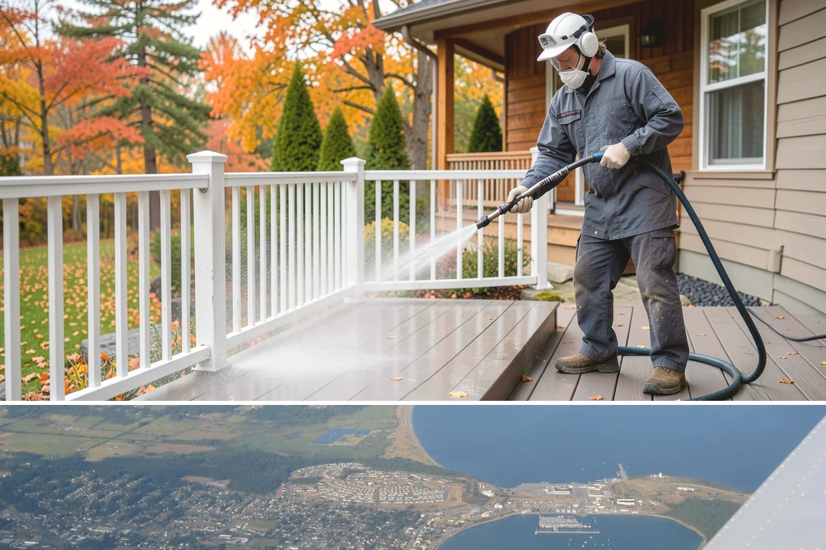 Storm Cleanup Washing in Oak Harbor, Island County, WA - Any time after a windstorm or heavy rain event, ideally within a few days before mud and organic streaks dry into the surface.