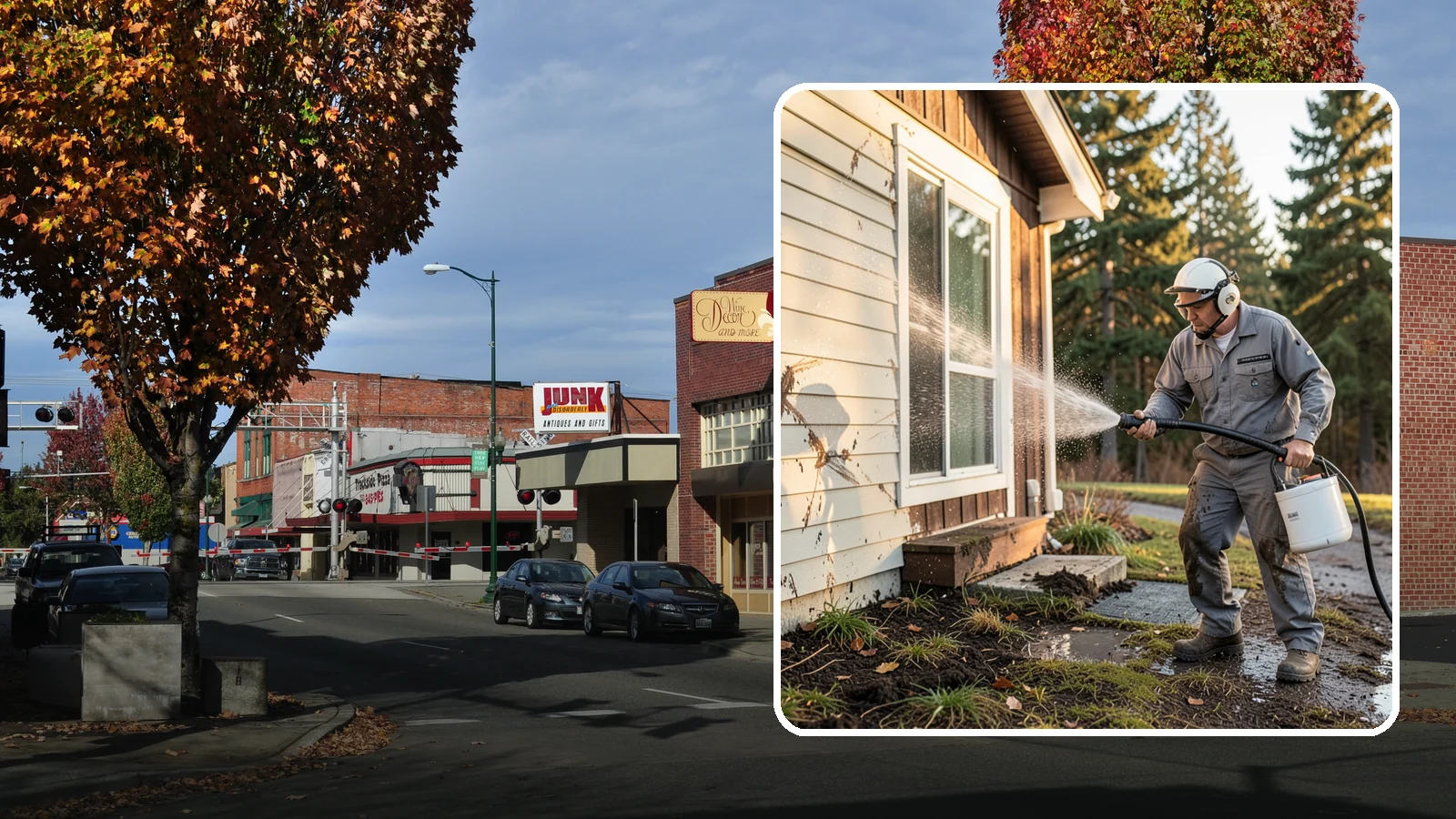 Storm Cleanup Washing in Puyallup, Pierce County, WA - Storm cleanup washing removes the mud, debris streaks, and organic mess left across your property after a Northwest windstorm or...