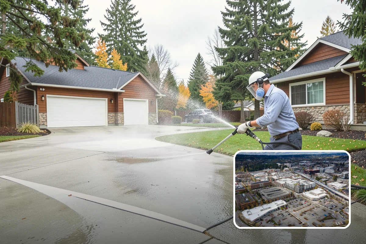 Storm Cleanup Washing in Redmond, King County, WA - Clears branches, needles, and grit deposited by high winds