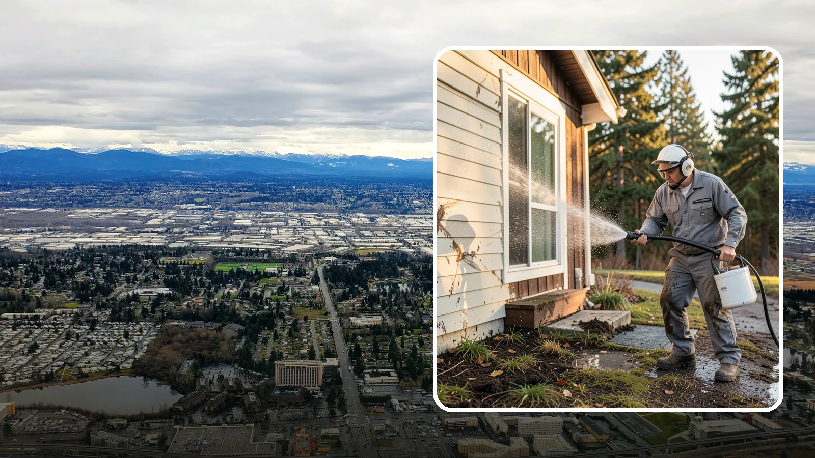 Storm Cleanup Washing in SeaTac, King County, WA - Storm cleanup washing removes the mud, debris streaks, and organic mess left across your property after a Northwest windstorm or...