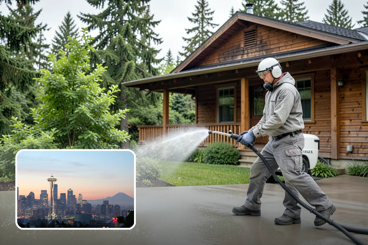 Storm Cleanup Washing in Seattle, King County, WA - Clears branches, needles, and grit deposited by high winds