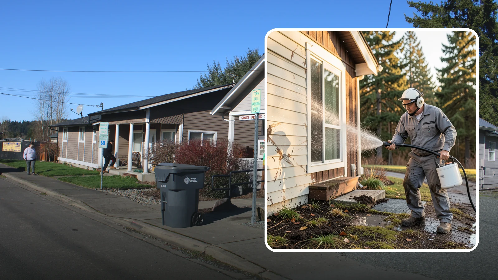 Storm Cleanup Washing in South Prairie, Pierce County, WA - Storm cleanup washing removes the mud, debris streaks, and organic mess left across your property after a Northwest windstorm or...