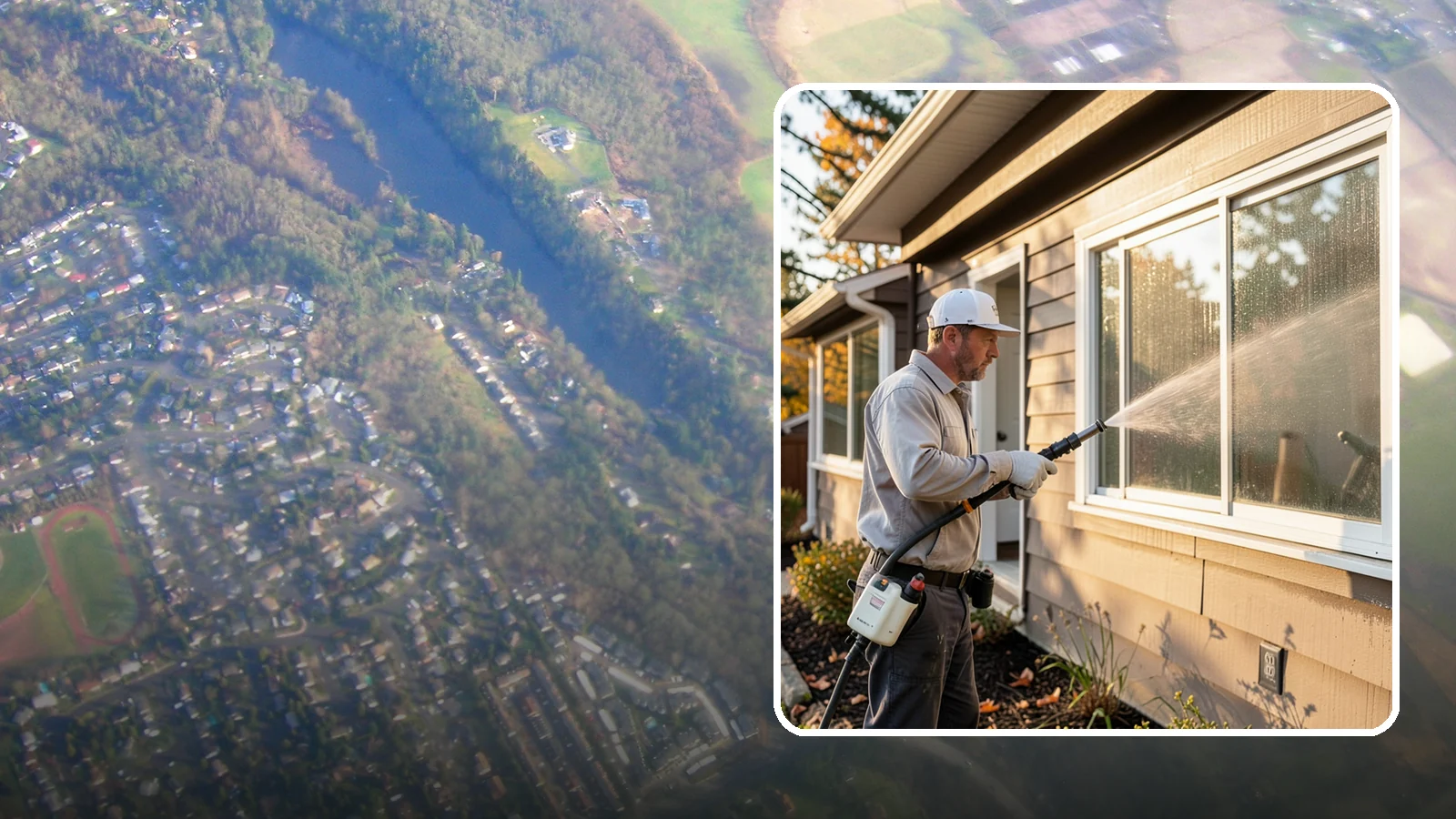 Storm Window Cleaning in Algona, King County, WA - Cleaning of storm windows and the trapped grime between the storm panel and the primary glass.
