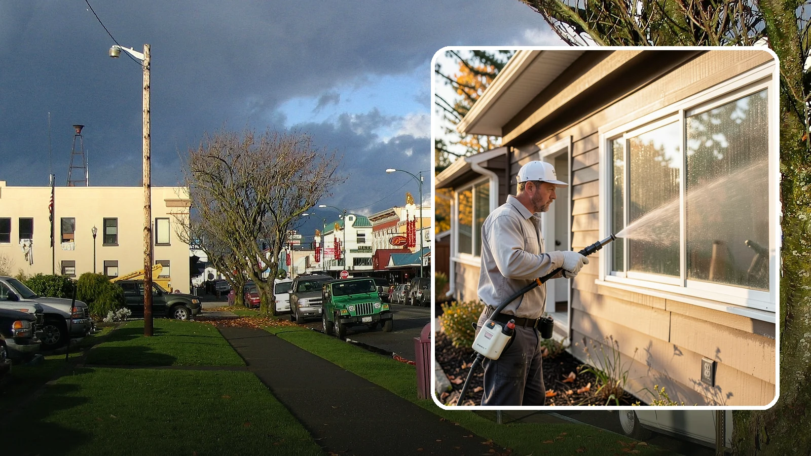 Storm Window Cleaning in Arlington, Snohomish County, WA - Cleaning of storm windows and the trapped grime between the storm panel and the primary glass.