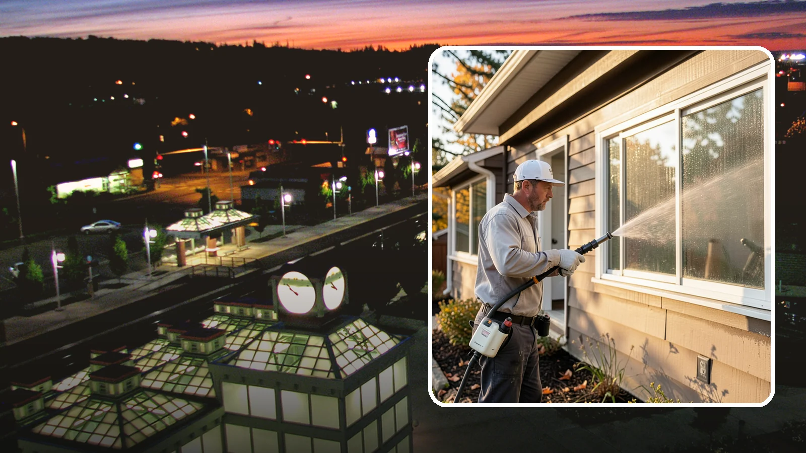 Storm Window Cleaning in Auburn, King County, WA - Cleaning of storm windows and the trapped grime between the storm panel and the primary glass.