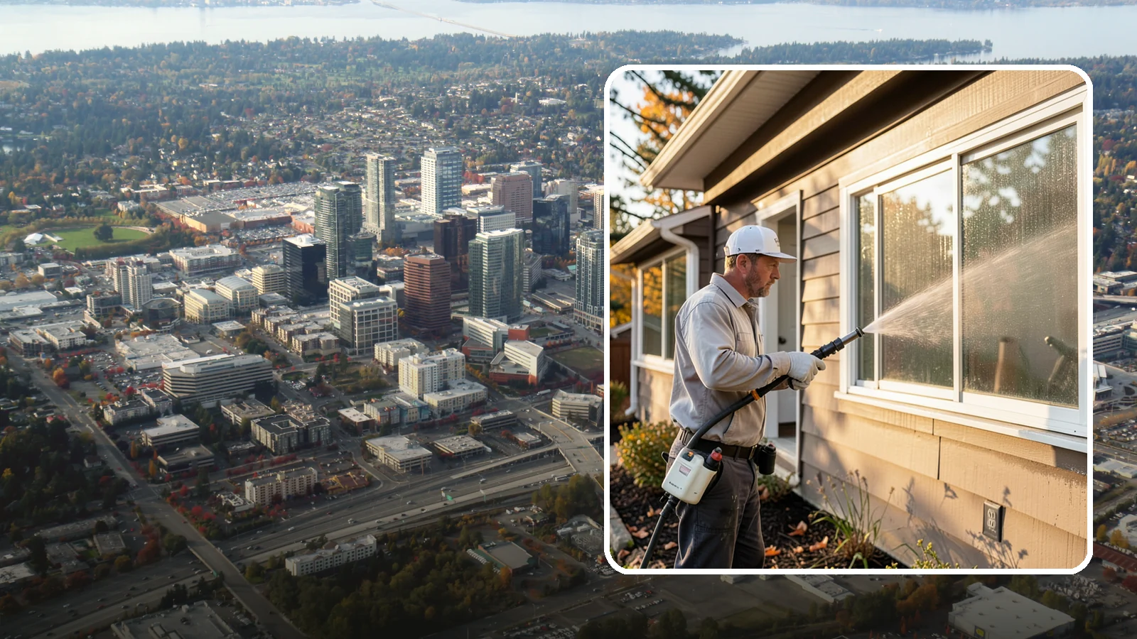 Storm Window Cleaning in Bellevue, King County, WA - Cleaning of storm windows and the trapped grime between the storm panel and the primary glass.