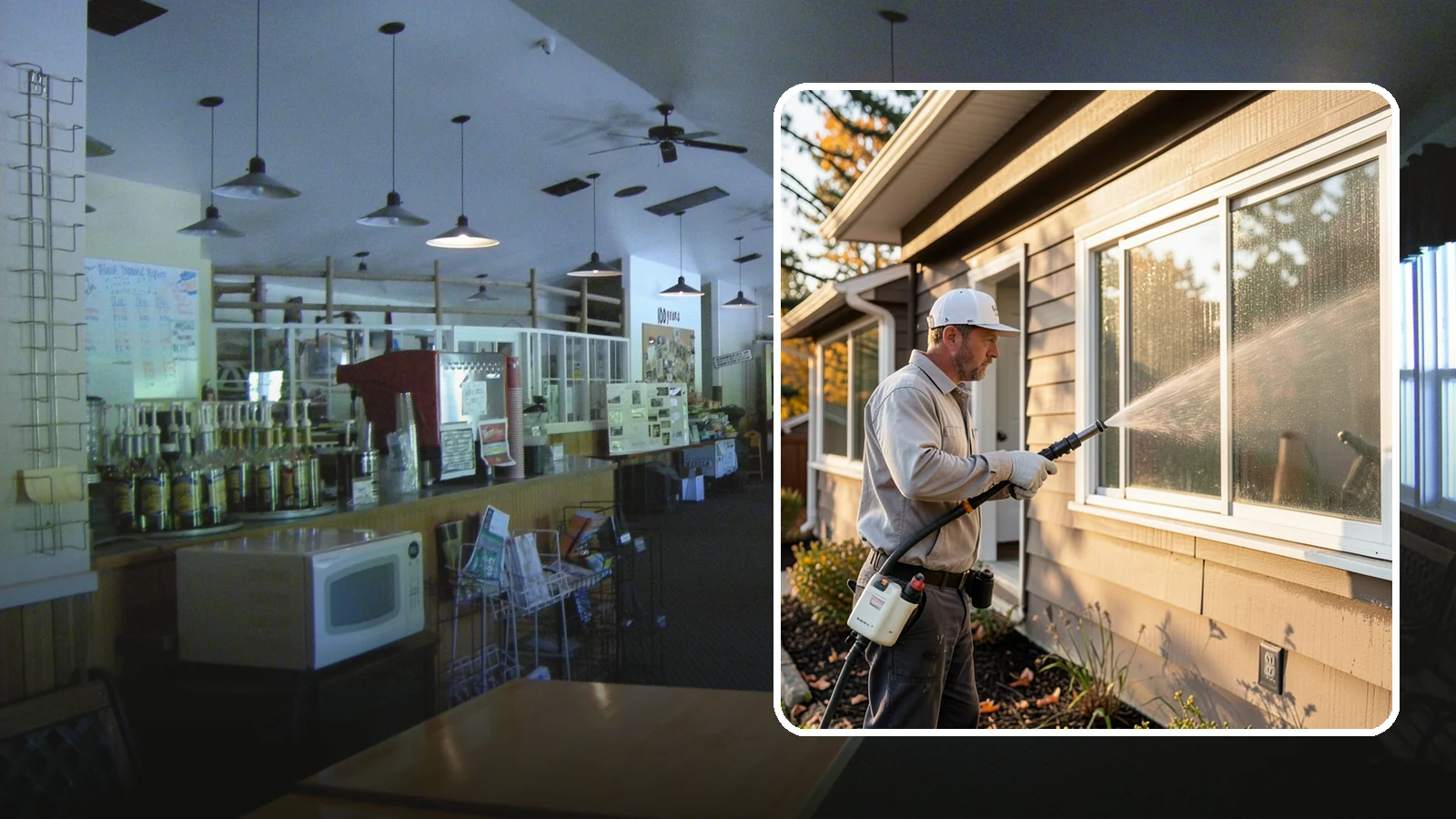 Storm Window Cleaning in Black Diamond, King County, WA - Cleaning of storm windows and the trapped grime between the storm panel and the primary glass.