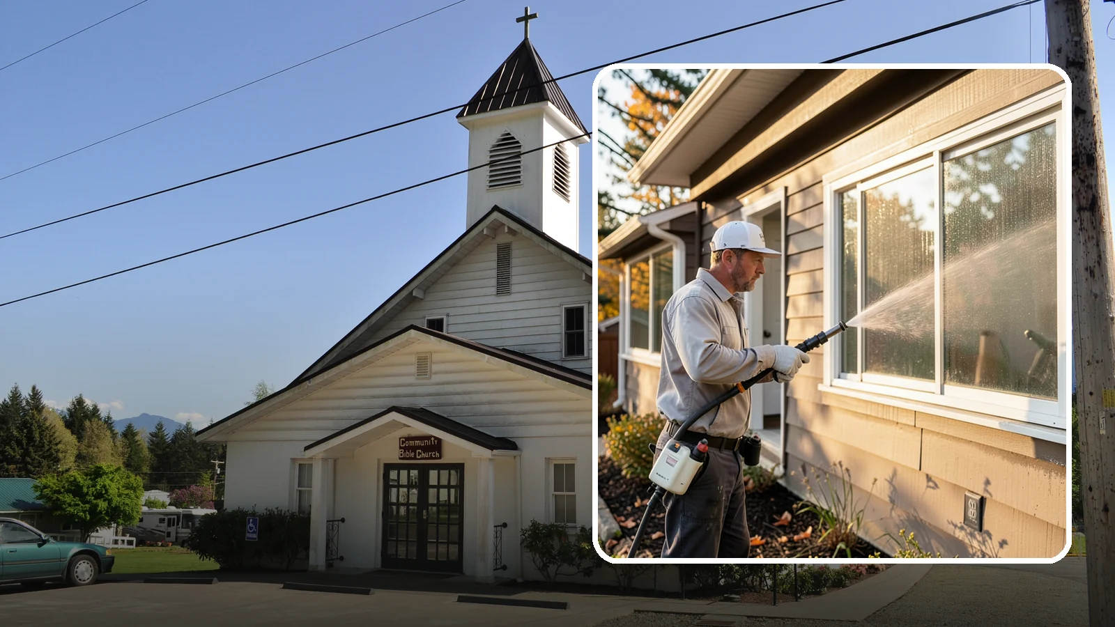 Storm Window Cleaning in Concrete, Skagit County, WA - Cleaning of storm windows and the trapped grime between the storm panel and the primary glass.