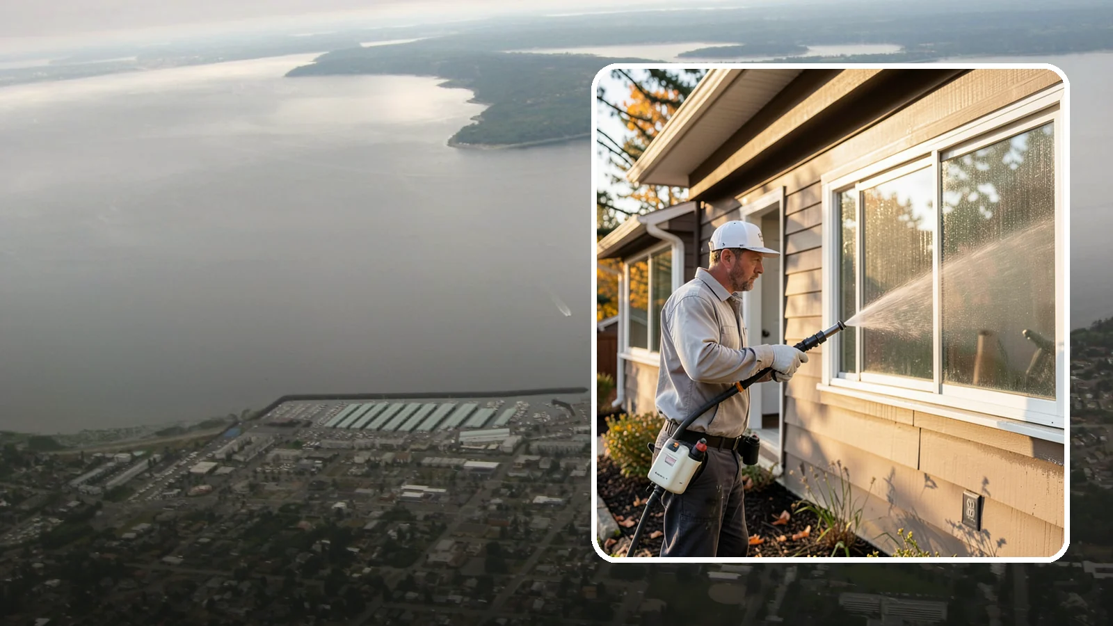 Storm Window Cleaning in Des Moines, King County, WA - Cleaning of storm windows and the trapped grime between the storm panel and the primary glass.