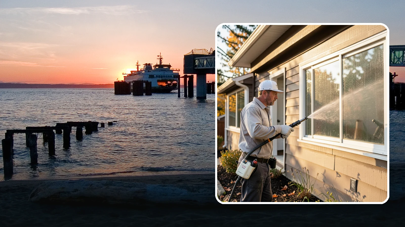 Storm Window Cleaning in Edmonds, Snohomish County, WA - Cleaning of storm windows and the trapped grime between the storm panel and the primary glass.