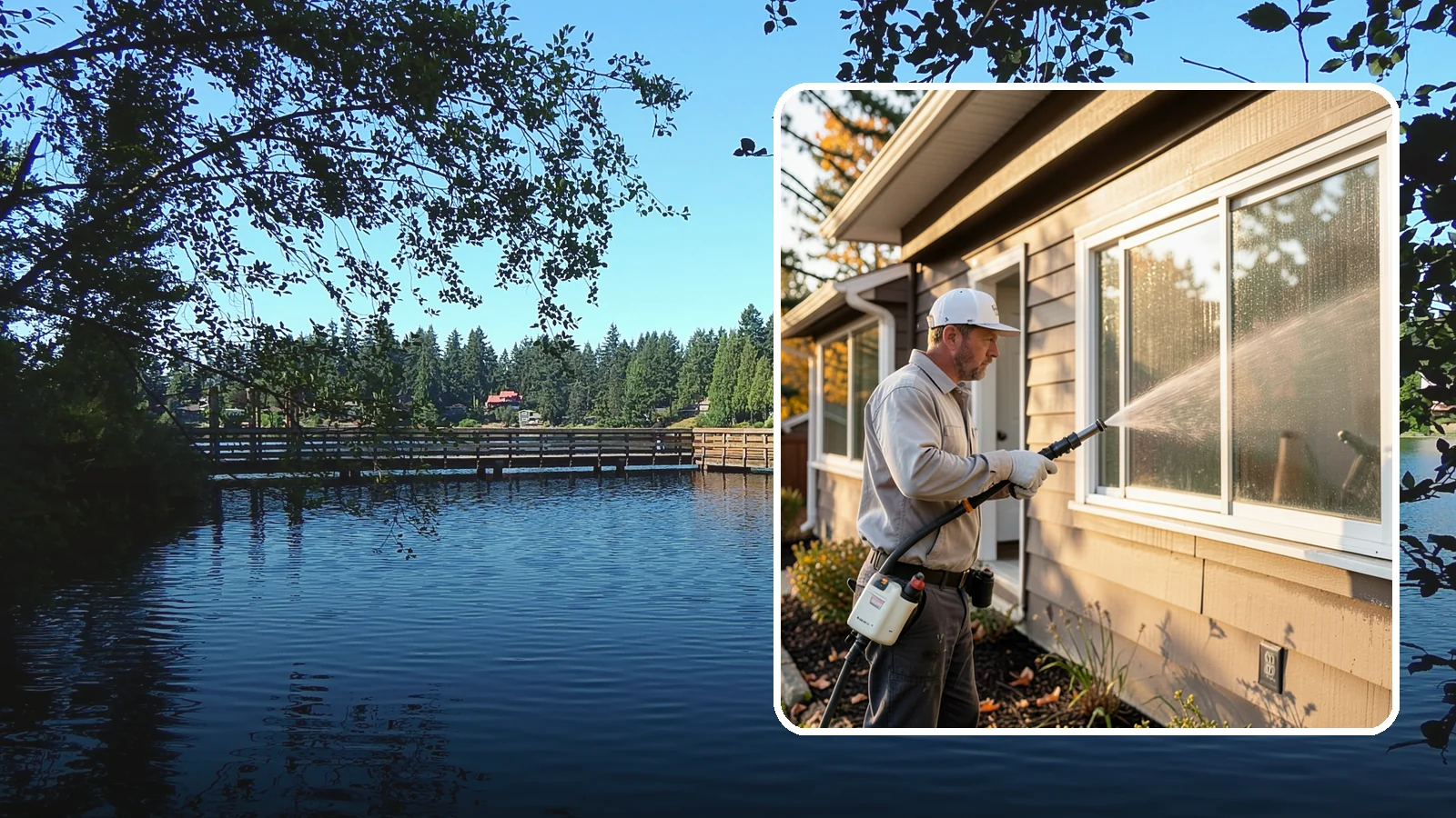 Storm Window Cleaning in Federal Way, King County, WA - Cleaning of storm windows and the trapped grime between the storm panel and the primary glass.