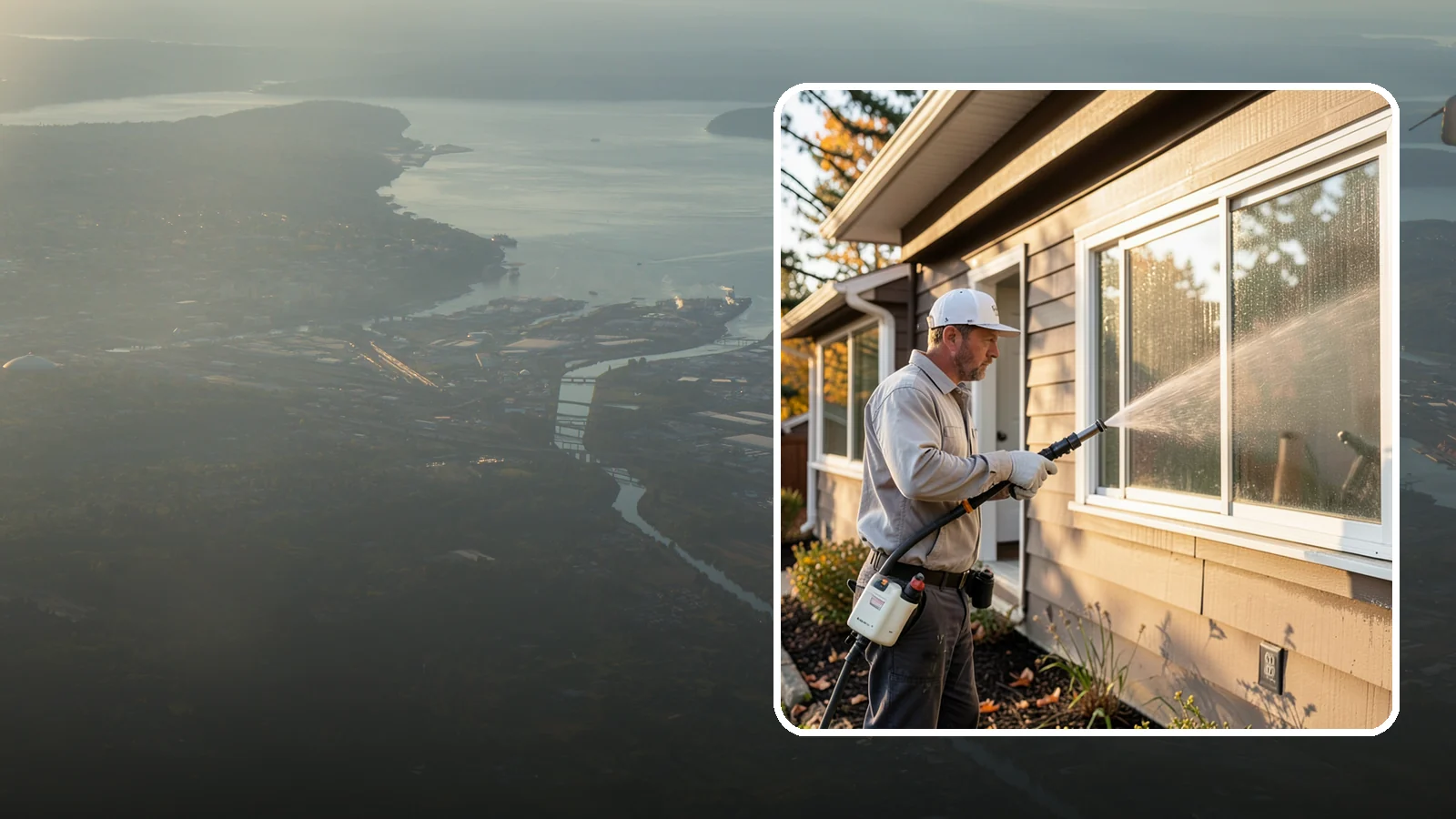 Storm Window Cleaning in Fife, Pierce County, WA - Cleaning of storm windows and the trapped grime between the storm panel and the primary glass.