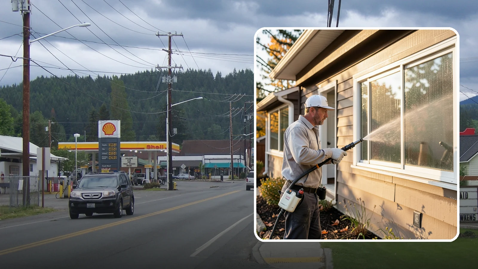 Storm Window Cleaning in Granite Falls, Snohomish County, WA - Cleaning of storm windows and the trapped grime between the storm panel and the primary glass.