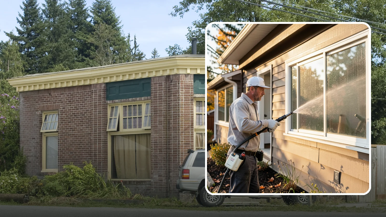 Storm Window Cleaning in Hamilton, Skagit County, WA - Cleaning of storm windows and the trapped grime between the storm panel and the primary glass.