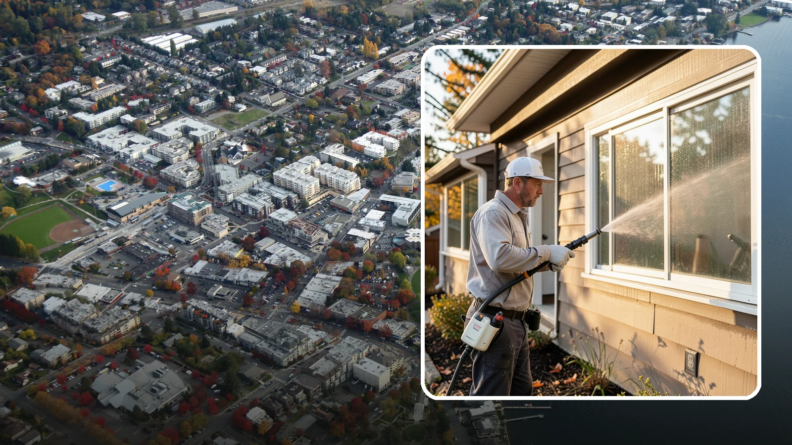 Storm Window Cleaning in Kirkland, King County, WA - Cleaning of storm windows and the trapped grime between the storm panel and the primary glass.