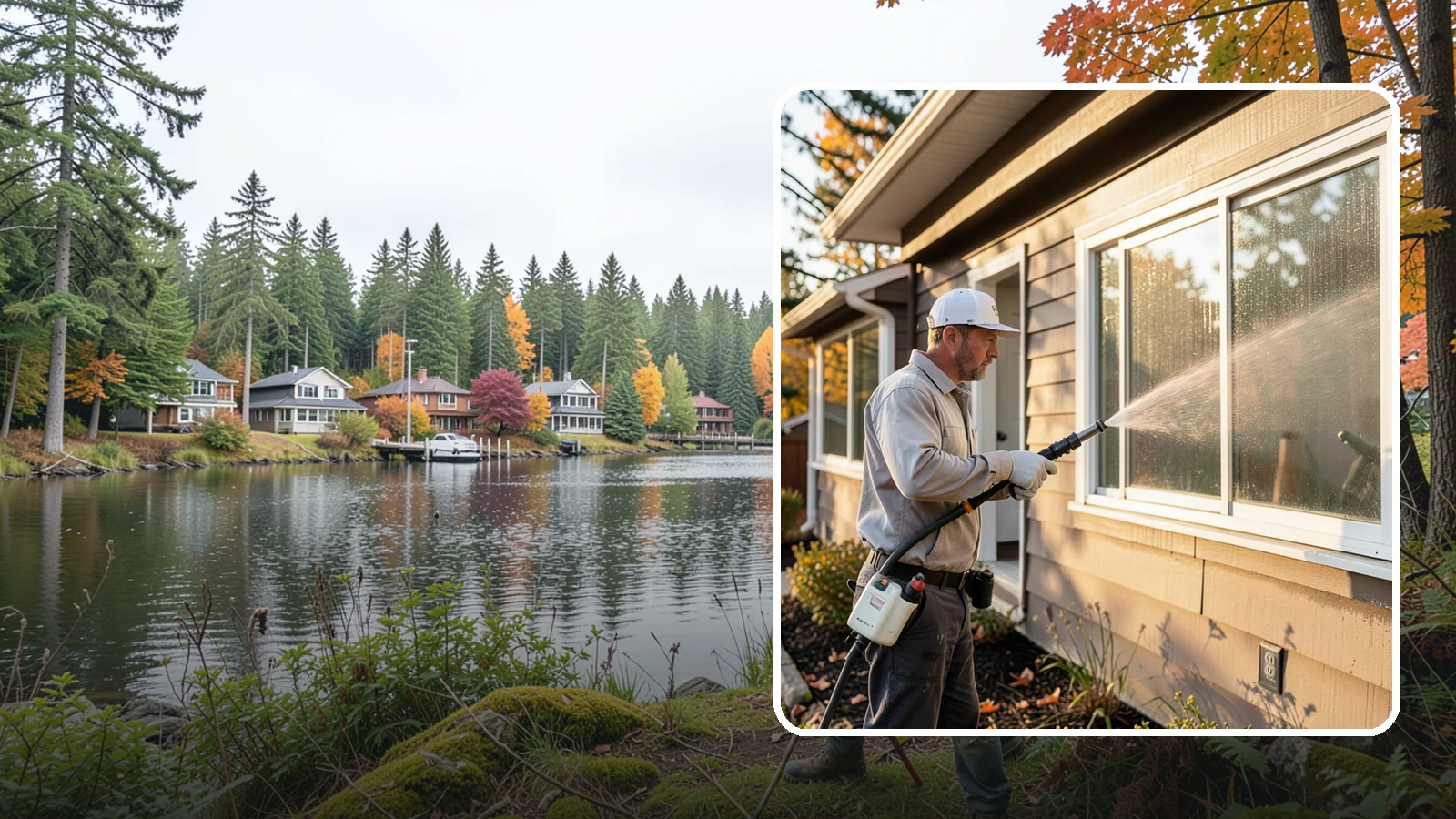 Storm Window Cleaning in La Conner, Skagit County, WA - Cleaning of storm windows and the trapped grime between the storm panel and the primary glass.