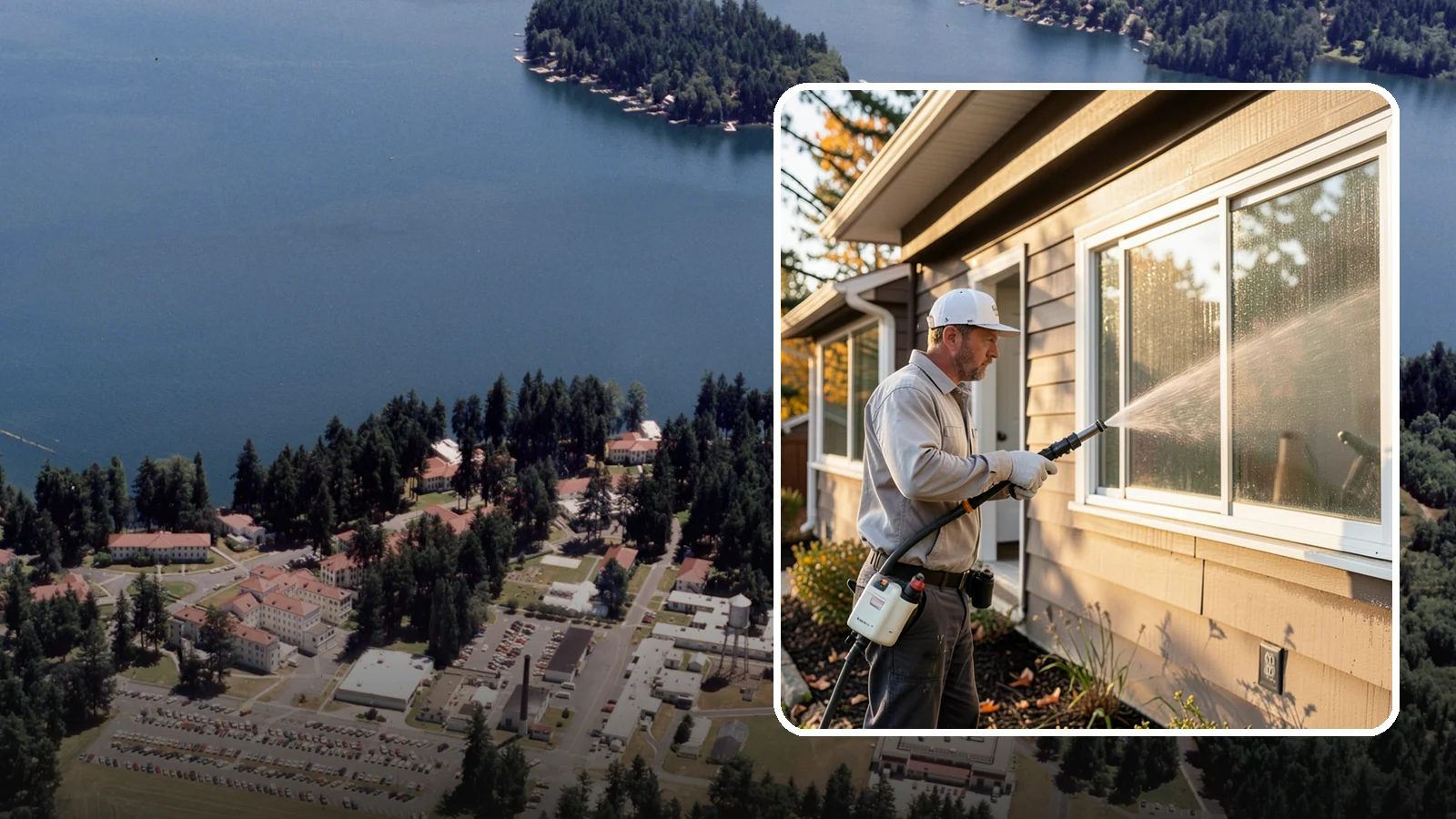 Storm Window Cleaning in Lakewood, Pierce County, WA - Cleaning of storm windows and the trapped grime between the storm panel and the primary glass.