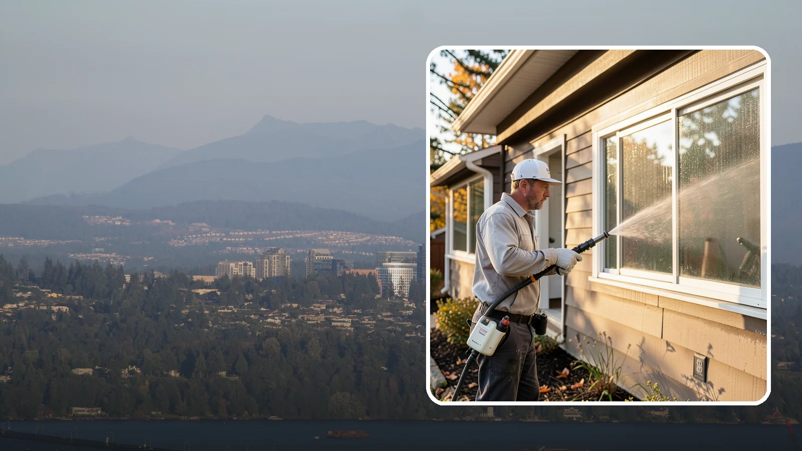 Storm Window Cleaning in Medina, King County, WA - Cleaning of storm windows and the trapped grime between the storm panel and the primary glass.