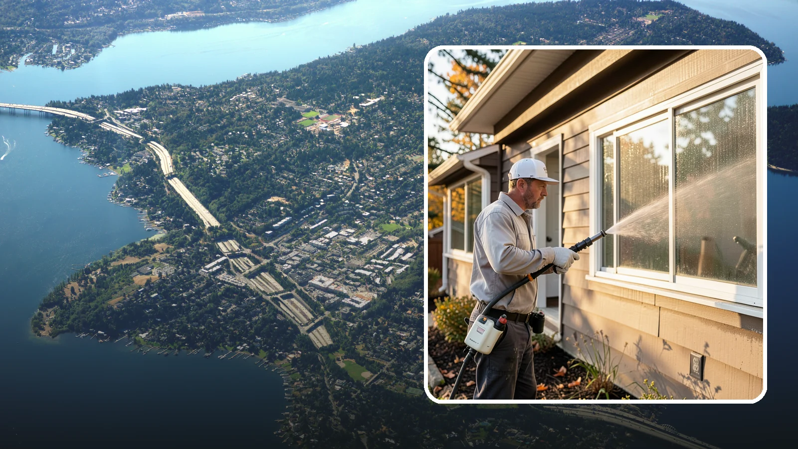 Storm Window Cleaning in Mercer Island, King County, WA - Cleaning of storm windows and the trapped grime between the storm panel and the primary glass.