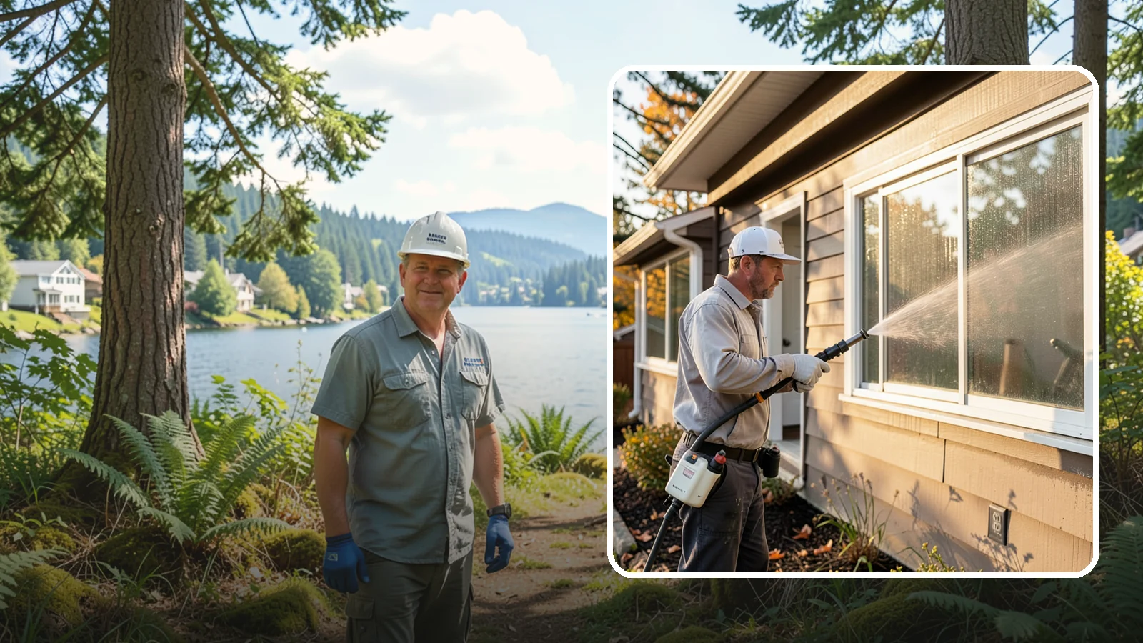 Storm Window Cleaning in Milton, King County, WA - Cleaning of storm windows and the trapped grime between the storm panel and the primary glass.