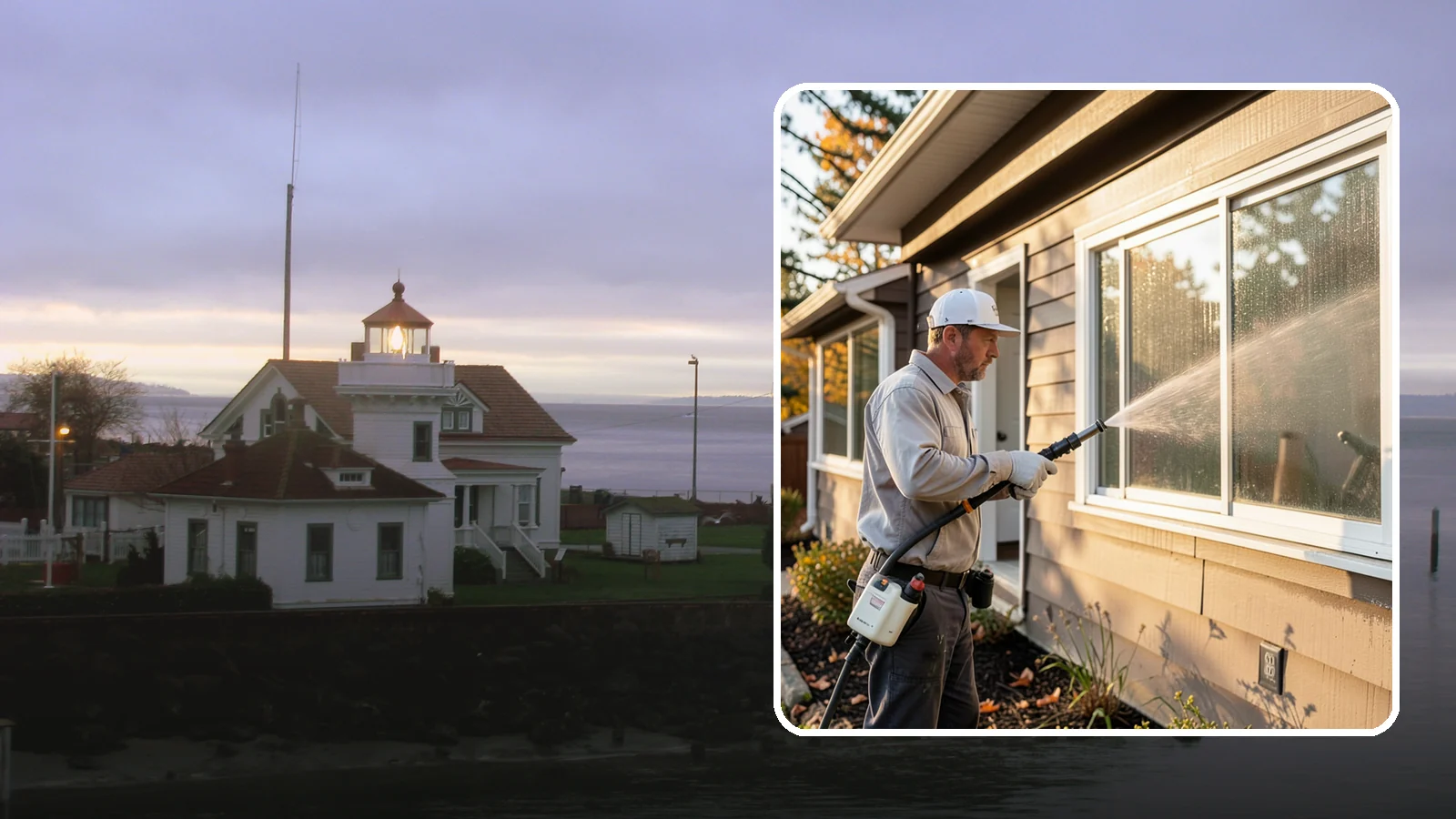 Storm Window Cleaning in Mukilteo, Snohomish County, WA - Cleaning of storm windows and the trapped grime between the storm panel and the primary glass.