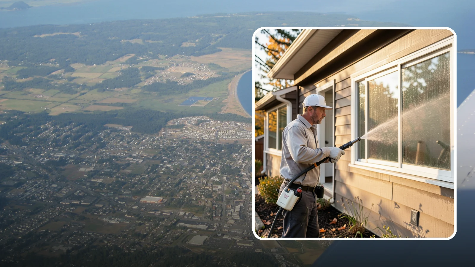 Storm Window Cleaning in Oak Harbor, Island County, WA - Cleaning of storm windows and the trapped grime between the storm panel and the primary glass.