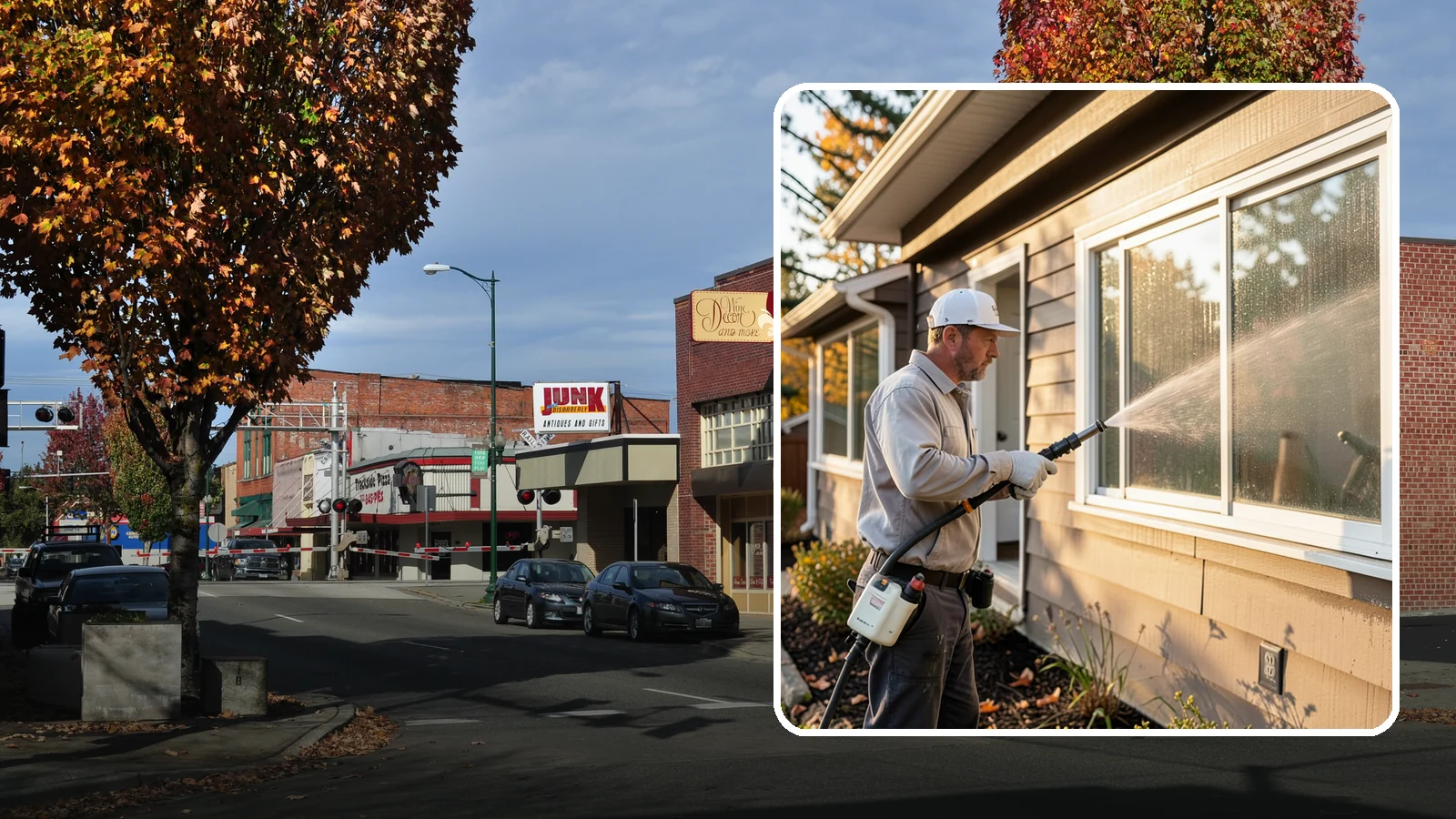Storm Window Cleaning in Puyallup, Pierce County, WA - Cleaning of storm windows and the trapped grime between the storm panel and the primary glass.