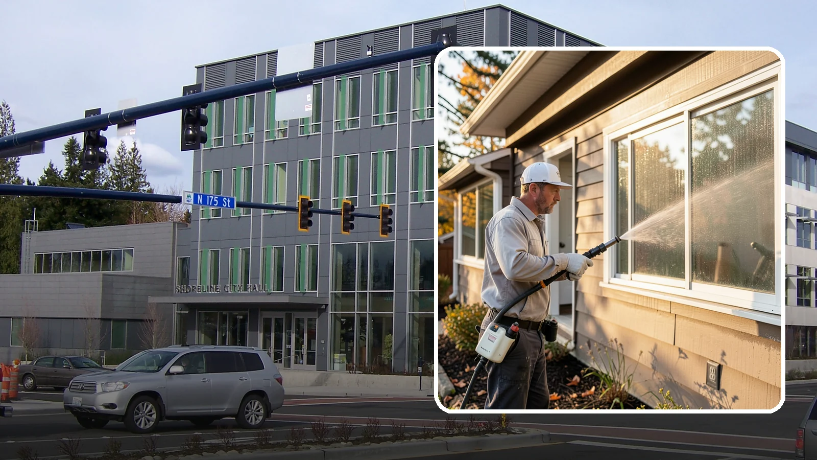 Storm Window Cleaning in Shoreline, King County, WA - Cleaning of storm windows and the trapped grime between the storm panel and the primary glass.