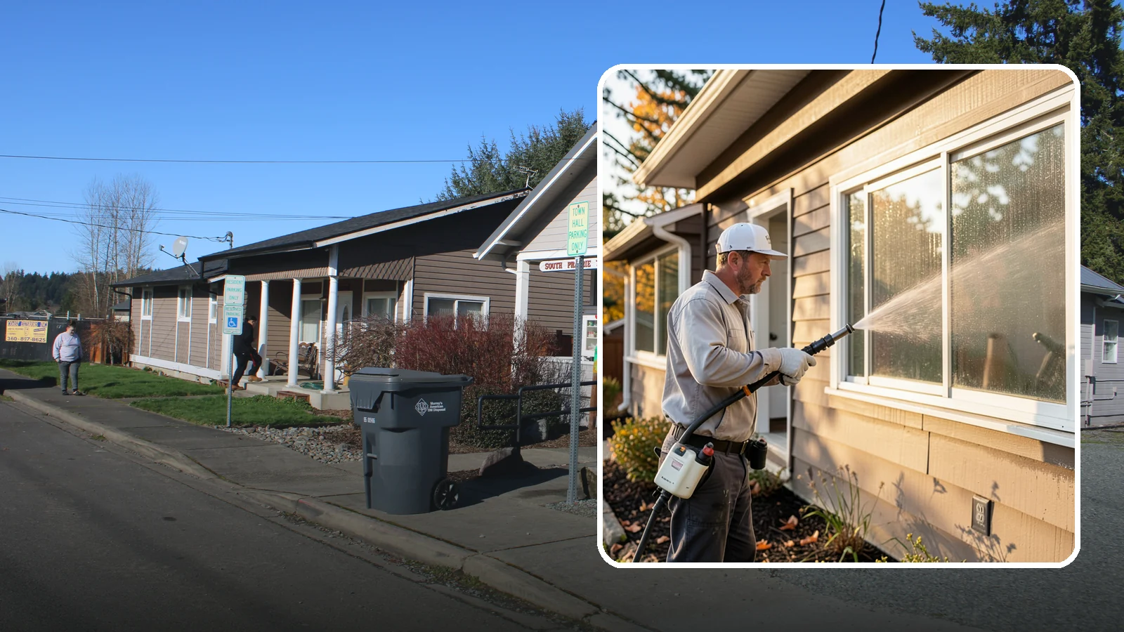Storm Window Cleaning in South Prairie, Pierce County, WA - Cleaning of storm windows and the trapped grime between the storm panel and the primary glass.