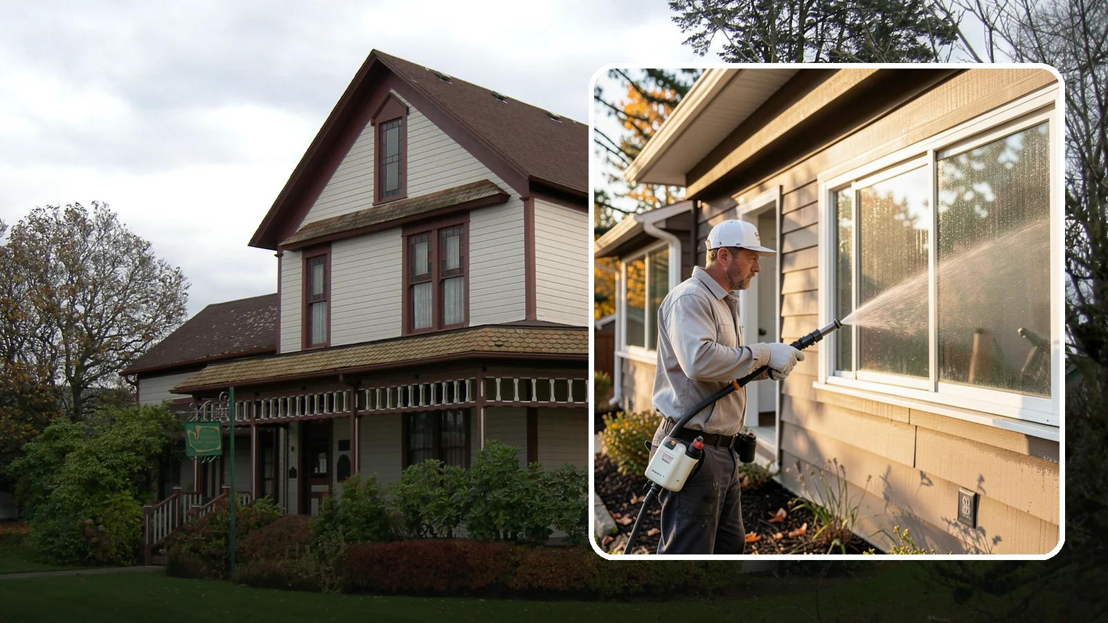 Storm Window Cleaning in Sumner, Pierce County, WA - Cleaning of storm windows and the trapped grime between the storm panel and the primary glass.