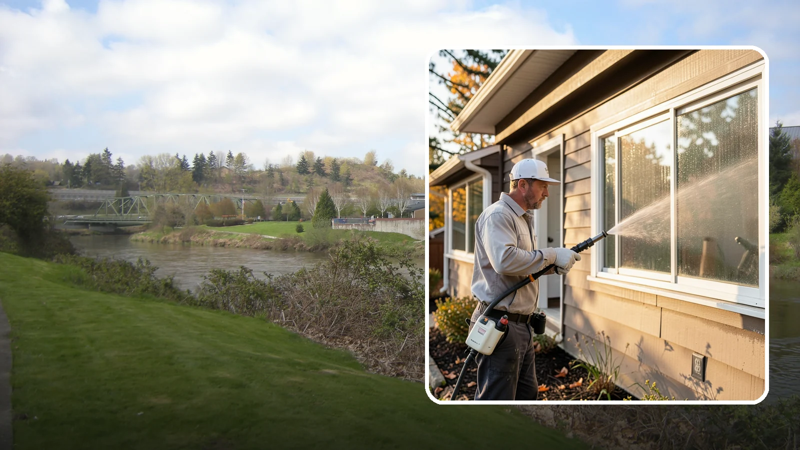 Storm Window Cleaning in Tukwila, King County, WA - Cleaning of storm windows and the trapped grime between the storm panel and the primary glass.