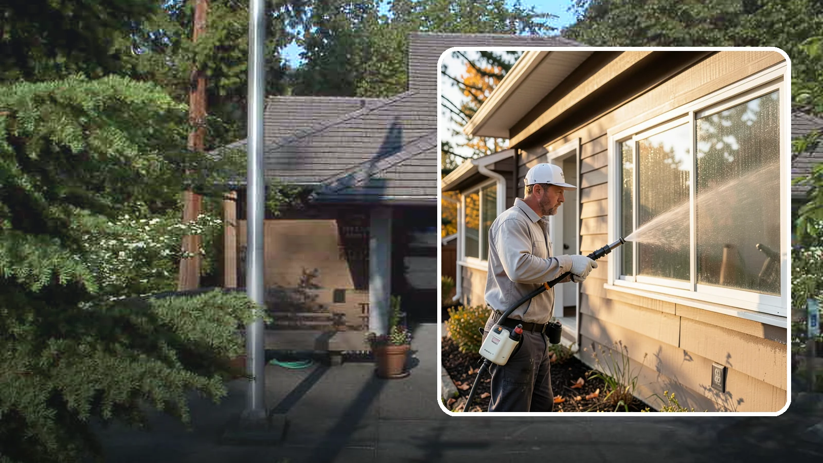 Storm Window Cleaning in Yarrow Point, King County, WA - Cleaning of storm windows and the trapped grime between the storm panel and the primary glass.