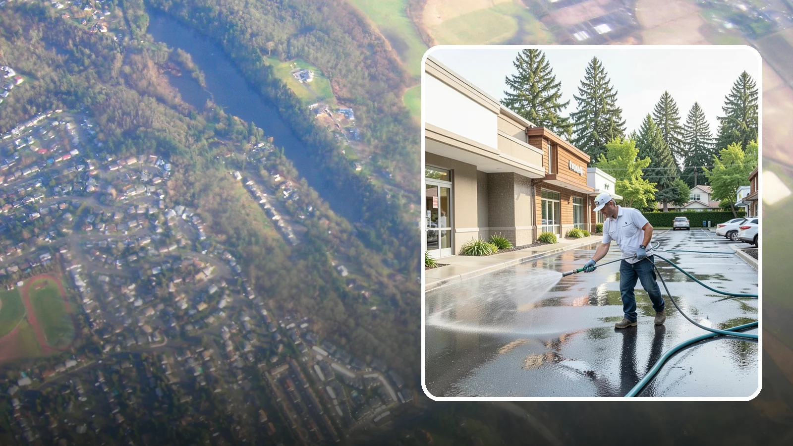 Strip Mall Cleaning in Algona, King County, WA - Coordinated exterior cleaning for strip malls and plazas that unifies storefronts, sidewalks, and parking fronts under one clean...