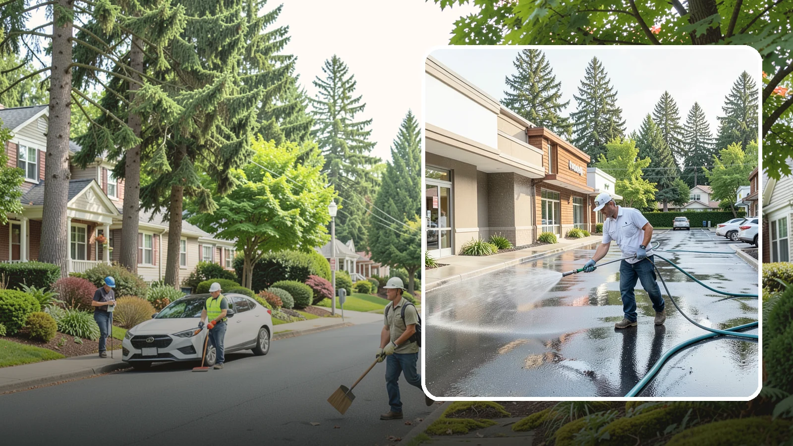 Strip Mall Cleaning in Beaux Arts Village, King County, WA - Coordinated exterior cleaning for strip malls and plazas that unifies storefronts, sidewalks, and parking fronts under one clean...