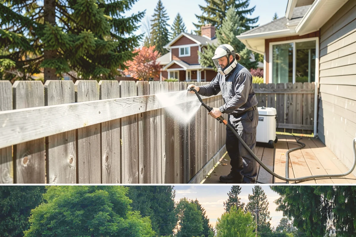 Strip Mall Cleaning in Bonney Lake, Pierce County, WA - A spring and fall cleaning cycle keeps a strip mall presentable through the Northwest's wettest and busiest stretches.
