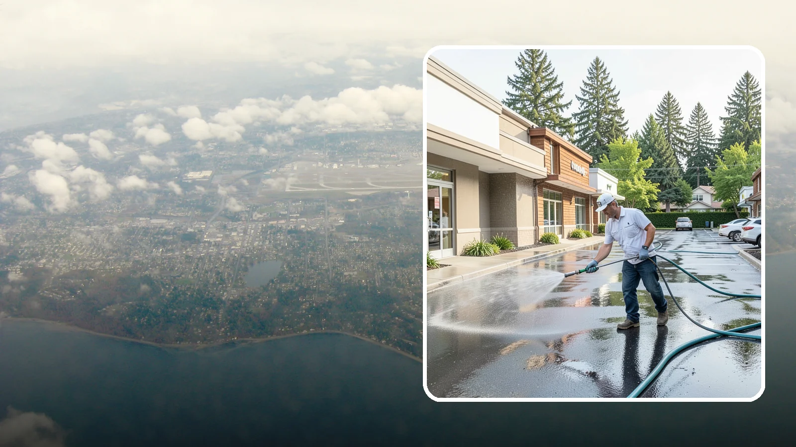 Strip Mall Cleaning in Burien, King County, WA - Coordinated exterior cleaning for strip malls and plazas that unifies storefronts, sidewalks, and parking fronts under one clean...