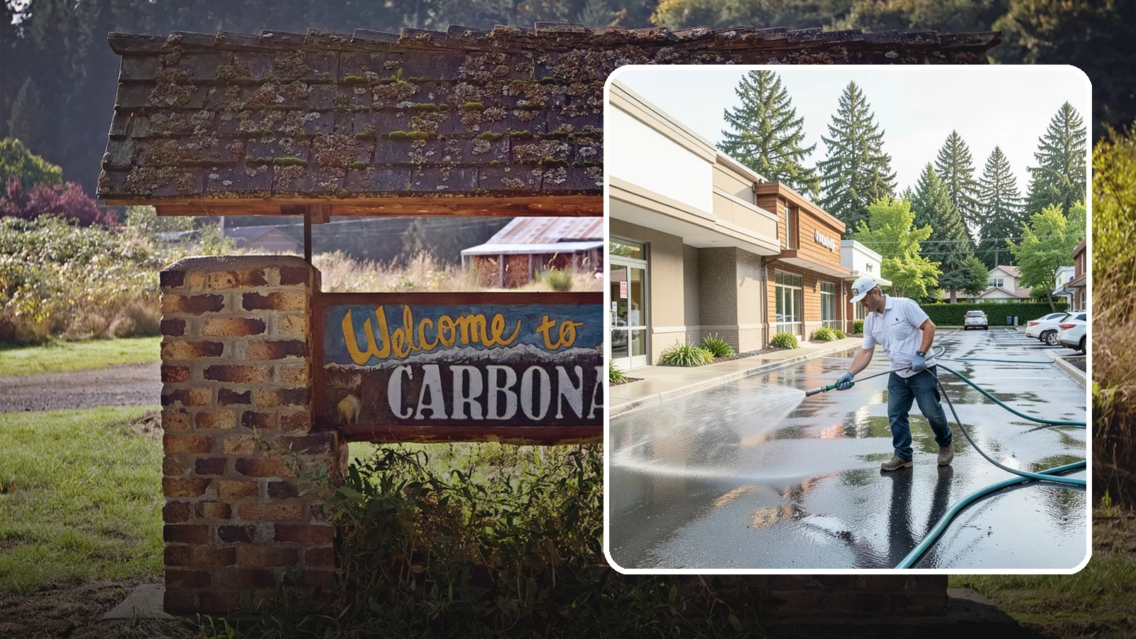 Strip Mall Cleaning in Carbonado, Pierce County, WA - Coordinated exterior cleaning for strip malls and plazas that unifies storefronts, sidewalks, and parking fronts under one clean...