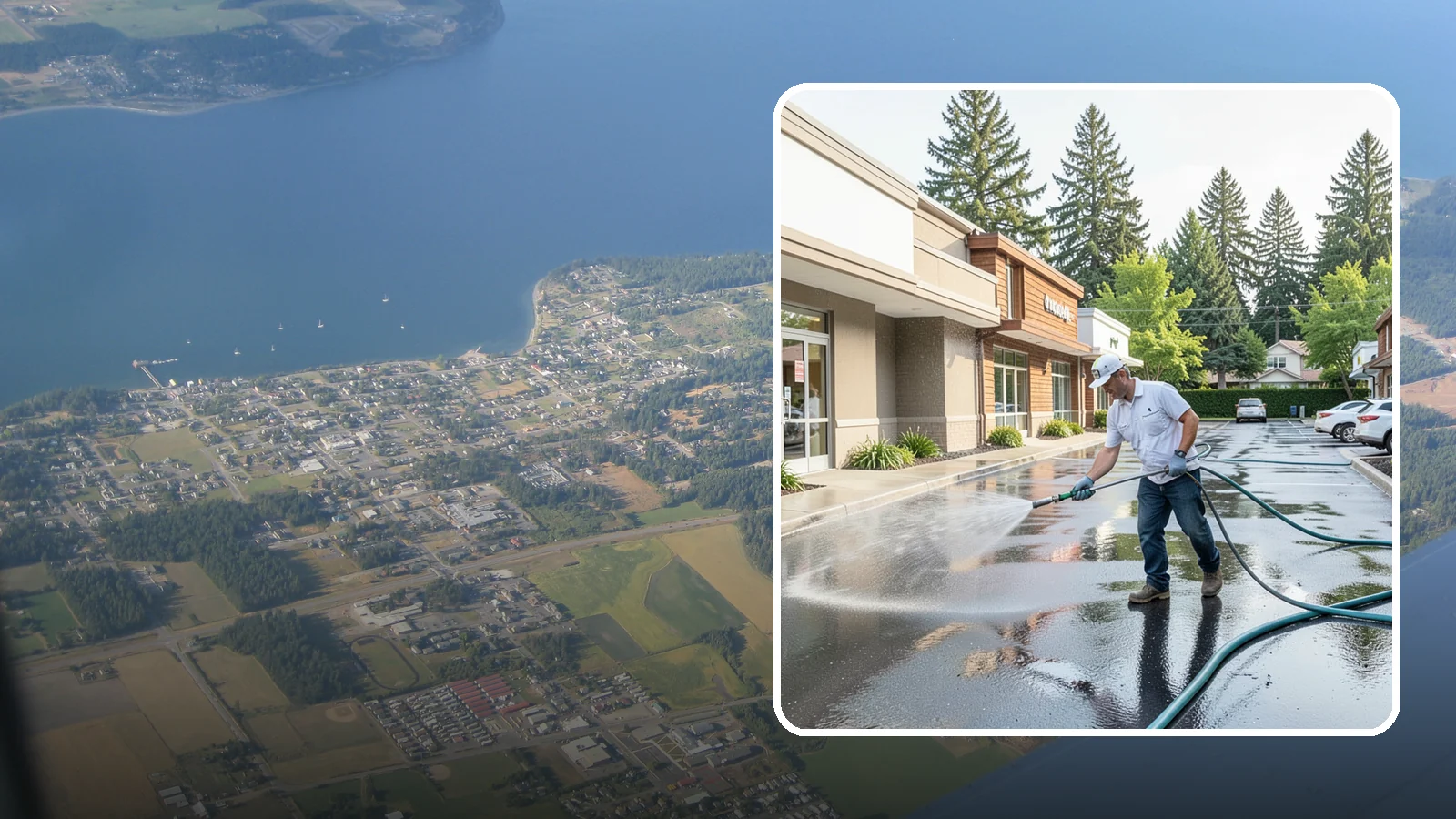 Strip Mall Cleaning in Coupeville, Island County, WA - Coordinated exterior cleaning for strip malls and plazas that unifies storefronts, sidewalks, and parking fronts under one clean...
